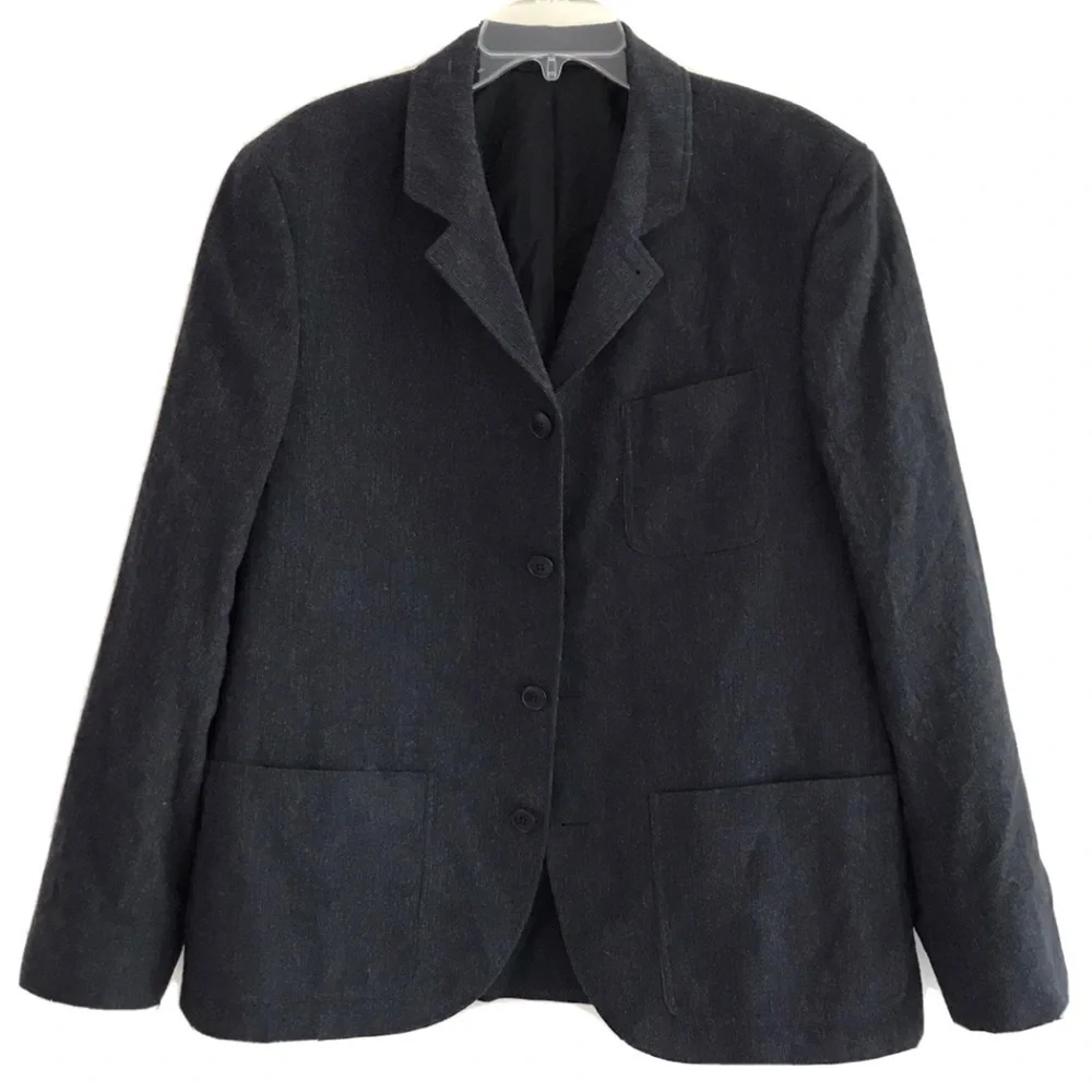 Agnes B | Wool Blend Suit Jacket Mens Size 54 Navy Blue Stripe Notch Lapel